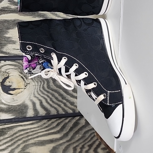Coach Bonney Logo Butterfly Interior High Top Black Sneakers - Women's Size 8.5B - Picture 11 of 12
